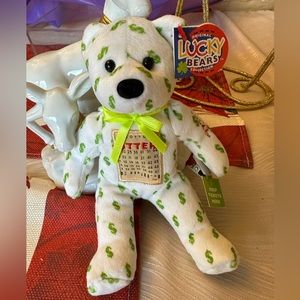 Original Lucky bear collection 1999 plush beanie lottery collectible new